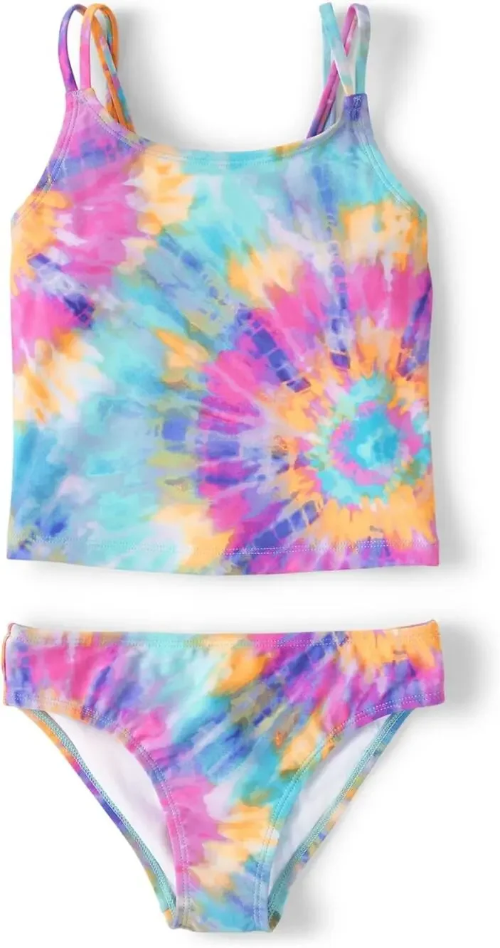 The Children's Place Girl's Medium Teal Tie Dye Beach Two Piece Swimsuit OS4-19